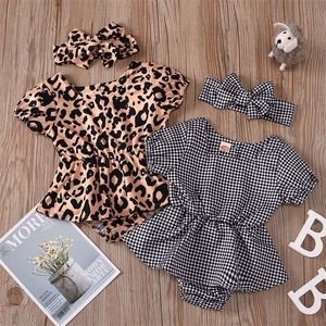 Kids Rompertjes Meisjes Jongens Leopard Plaid Romper Pasgeboren Zuigeling Lattice Jumpsuits Zomer Mode Boutique Baby Klimmen Kleding 1797 B3