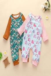 Kids Rompers Girls Rainbow Print Raier Bildler Toddler à manches longues à manches longues Spring Automne Fashion Boutique Baby Clothes Z34768806224