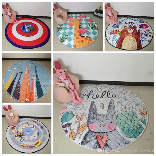 Alfombras de piso para habitación de niños, organizador, manta, alfombra, esteras para gatear para bebés, bolsas de almacenamiento de juguetes, animales de dibujos animados, juego, estera, manta para gatear BC BH0750