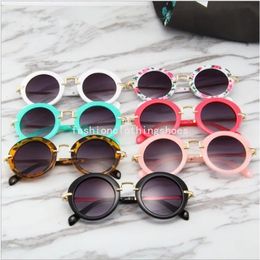 Kids Round Vintage Sunglasses Boys Sport Shade Sun Glass Girl Girl Flower Print Eyewear Fashion Enfants Summer Beach Sunblock Accessorie