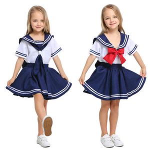 Enfants Sailor Navy Costume Enfants Garçons Filles Japonais Uniforme Scolaire Enfant Carnaval Déguisement Costume Cosplay Performance Jupe AA220316