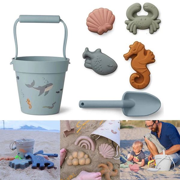 Outils de sable de sable pour enfants Set Silicone Beach Toys Summer Water Play Baby Game Game mignon Animal Moule Soft Swimming Bath Toy Enfants 240430