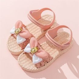 Sandales pour enfants pour filles chaussures papillon-noeud antidérapant princesse sandales de plage doux enfants enfant en bas âge bébé enfants chaussures 2-12 ans 220425