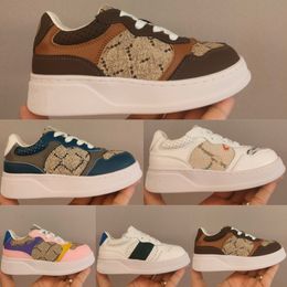 Baskets pour enfants, chaussures pour tout-petits, plate-forme classique G, chaussures pour filles, lettres imprimées, baskets de sport pour jeunes garçons, marque de luxe en ébène, taille Beige blanc rose marine eur 26-35