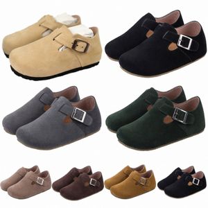 Sandalias para niños Zuecos Sandalia Diseñador Zapatillas de deporte Niños Niñas Diapositivas Negro Arizona Hebilla de cuero Correa Falt Zapatos para niños Niños Jóvenes Gris Cork Beach Cas y2zu #