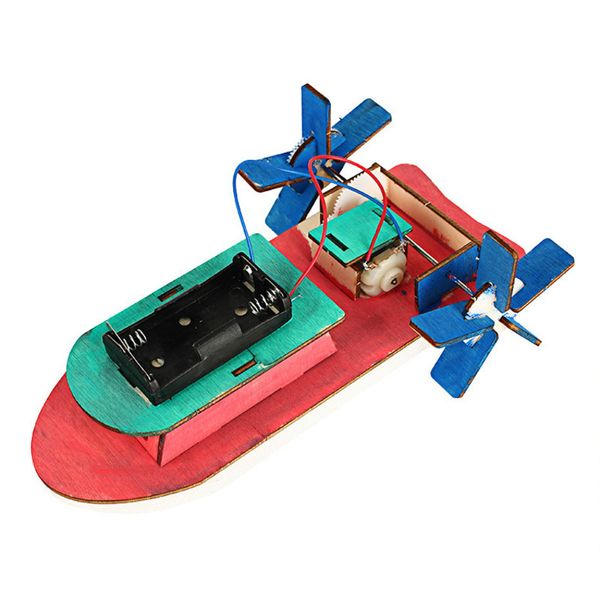 Kid Science Toy Electric Motor Boat Kit en bois physique Expérience éducative Toy pour enfants STACHE ÉLECTRIQUE STEM