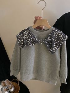 Kids Pailletten Strikken Sjaal Sweatshirt 2024 Lente Meisjes Lange Mouw Prinses Trui Shining Kinderen Rok Z7071