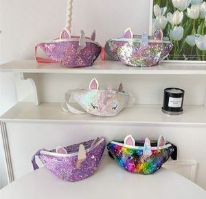 Enfants paillettes licorne fanny sac enfants une épaule poitrine sacs à dos sacs de taille garçons filles messager dessin animé sac casual Z6727