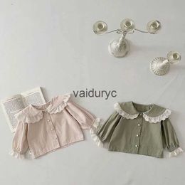 Camisas para niños 0-2y Nuevo camisa para bebés de primavera chicas encantadores abrigo de encaje para niños pequeños ropa infantil linda blusa h240426