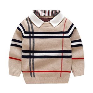 Kids Shirts 2021 Autumn Winter Boys Sweater gebreide gestreepte peuter lange mouw plevelkinderen mode sweaters kleding drop dhvlw
