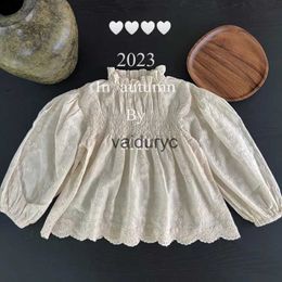 Kids shirts 2023 herfst ins style kinderen meisjes kleding kan kant met lange mouwen blouse h240426