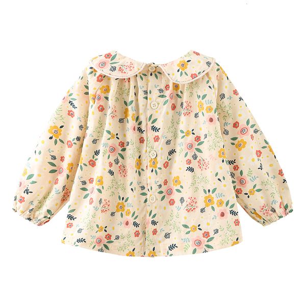 Enfants Chemises Adorable Floral Filles Chemise Printemps À Manches Longues Col Pétale Blouse pour Vêtements Infant Tops Enfants Vestes Outwear 230214