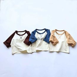 Kids shirts herfst baby blouse peuter meisjes shirt patchwork babybasis tops h240426
