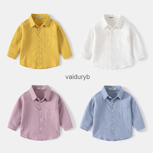 Camisas para niños Polos para bebés y niños Blusas de manga larga para niños pequeños Tops de algodón con cuello vuelto Camisetas Ropa de color sólido para niños Casualvaiduryb