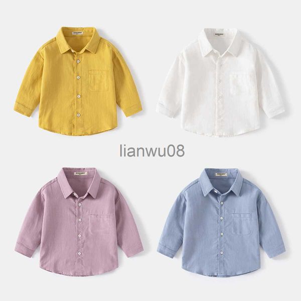 Camisas para niños, bebés, niños, polos, niños, blusas de manga larga, cuello vuelto para niños pequeños, tops de algodón, camisetas, ropa de color sólido para niños, informal x0728