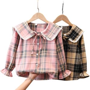 Kinderen shirts grote meisjes blouse plaid patroon kinderoverhemden voor meisjes lente herfst kinderblouse voor meisjes tienerkleding voor meisjes 6 230331