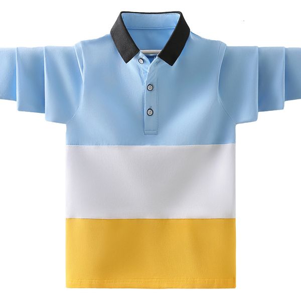 Enfants Chemises Garçons Uniforme Scolaire Polo Shirt Mode Splicing Design Enfants Casual Hauts À Manches Longues Pour Enfants 4-15 Ans Porter 230620