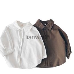 Camisas para niños primavera otoño 2021 nuevo estilo algodón puro color sólido niña camisa coreana niños top P4331 x0728