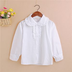 Kinderen shirts casual lente herfst meisjes witte shirts voor school lange mouwen kinderen kinderen met lange mouwen shirt katoen kinderen blouses grote meisjes kleding 230321