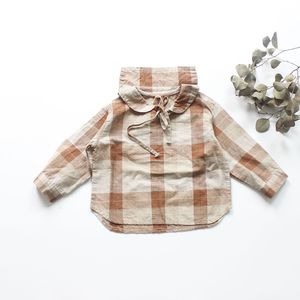 Kinderoverhemden kinder herfst gewoon shirt Koreaans katoenen linnen linnen casual top babymeisje shirt kinderkleding 230403
