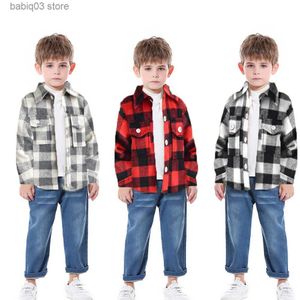 Chemises pour enfants Vêtements pour enfants automne à manches longues revers simple boutonnage chemise à carreaux printemps multicolore mat casual manteau pour enfants T230720