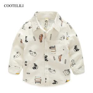 Kinderoverhemden Cootelili Cartoon Kinderen Jongens shirt Kind Lange Mouw Auto Shirts Child Kids Boys Shirt Tops Blouse Casual Deskleding 230410