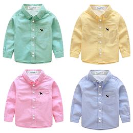Kinderen Shirts Katoen Lange mouwen Jongen Herfst Winter Lente Koreaanse Kinderkleding Wit Effen Kleur Baby Camisas Hemden 230728