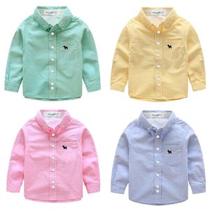 Kinderen shirts katoen met lange mouwen shirtjongen herfst winter lente herfst Koreaanse kinderen kinderen kleding witte vaste kleur baby kinderen camisas hemden 230408