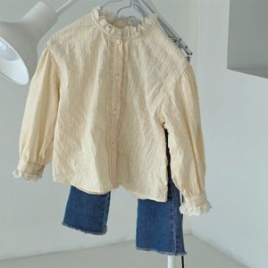 Enfants chemises cerf jonmi printemps Style coréen bébé filles dentelle à volants chemise à manches amples haut enfant en bas âge coton chemise 230403