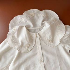 Kinderen shirts herten Jonmi lente Koreaanse stijl baby borduurhemd vaste top peuter kinderen katoenen gegolfd shirt 230403