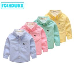 Kinderen shirts fclhdwkk kinderen babyjongens katoen shirt geel blauw casual jongen blouses shirts babymeisjes kleren stijl top shirt baby 230403