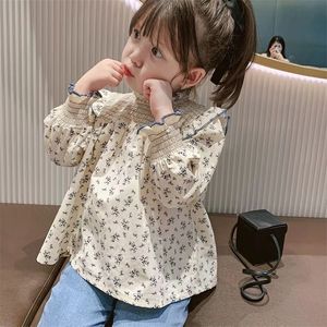 Kinderoverhemden Flower Shirt Baby Girl Full Sleeve Kinderen Fashion Cotton Turtle Neck Shirt Kids Lente herfst T-shirt 230403