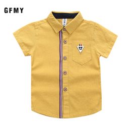 Chemises pour enfants GFMY Chemise pour garçons à rayures d'été Chemise à manches courtes pour enfants en coton pur - Short à rayures à la mode chemise à carreaux 230408