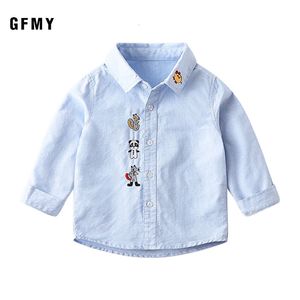 Kinderoverhemden GFMy Boys Shirts Herfst Katoen Lange mouwen Casual Shirt Baby Boys Cartoon Dinosaur Borduurwerk Childrens Clothing 230410