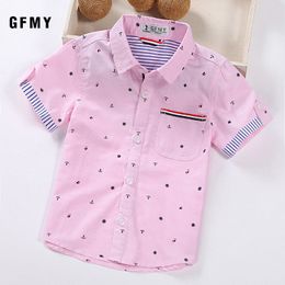 Kinderen shirts GFMy Children shirts casual vast katoen met korte mouwen jongens shirts voor 2-14 jaar lintdecoratie baby shirts 230408
