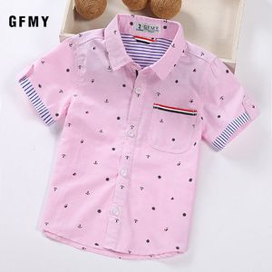 Kinderen shirts GFMy Children shirts Casual vaste katoenen korte mouwen jongens shirts voor 2-14 jaar lintdecoratie baby shirts 230410