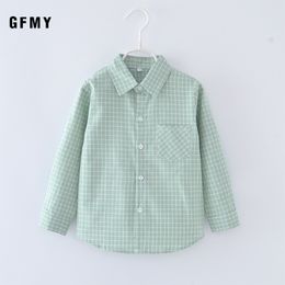 Kinderhemden GFMY Frühlingskinderhemden Mode Plaid Umlegekragen Flanellstoff Jungenhemden für 3-10 Jahre alte Kinder tragen Kleidung 230408
