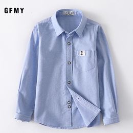 Camisas para niños GFMY Primavera Oxford Textil Blusa de algodón Niñas Niños Camisa blanca 3T-14T Estilo británico Ropa escolar informal para niños 230830