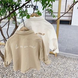 Kinderoverhemden HoneyCherry Kinderkleding Herfst Meisje Koreaanse Stijl Geborduurd Shirt Peuter Lang 230711