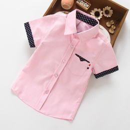 Kinderoverhemden Ienens Childrens Boys Shirt Solid 311y baby korte mouw zomer top t -shirt kinderhemd 230329