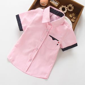 Kids Shirts IENENS Kids Boy Shirts Clothes Solid Color 311Y Baby Shorts Sleeve Shirt Summer Tops Tees Shirts Children Cotton Blouse 230417