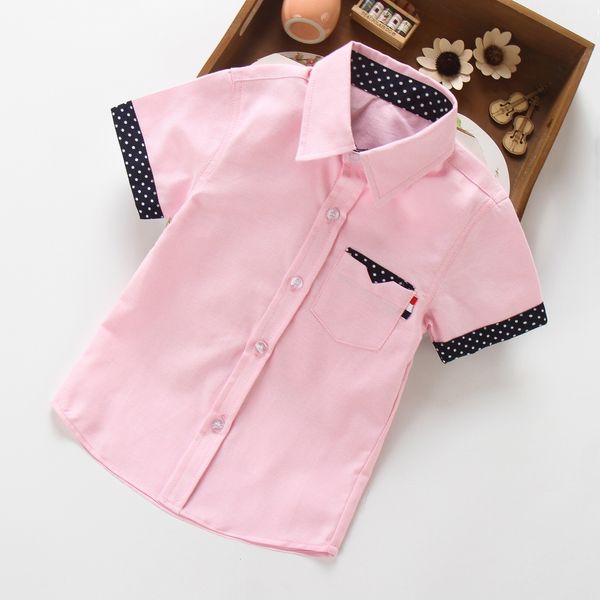 Chemises pour enfants ienens enfants chemises garçon vêtements couleur couleur 3-11y short bébé manche chemise d'été t-shirts enfants blouse coton 230408