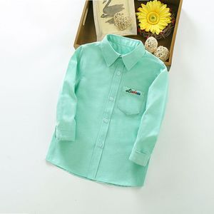 Kinderoverhemden Ienen Yong Boy Shirt Children's Solid 3-11-jarige baby Lange Mouw Shirt Spring Top T-Shirt Children's Casual Shirt 230406