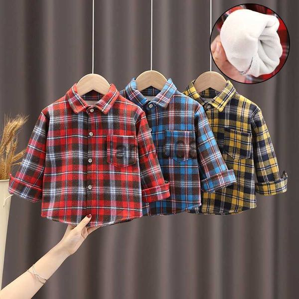 Camisas para niños INS Venta caliente Camisas para bebés Niños Clásico Casual Plaid Franela Ropa para niños por 05 años Otoño Invierno Terciopelo Cálido Ropa para niños x0728