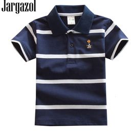 Kinderen Shirts Jargazol Polo Shirt Kinderen Zomer Korte Mouw Shirts Jongens Strepen Tops Baby Kids Kleding Mode Outfits Peuter Jongen Polo Kostuum 230620