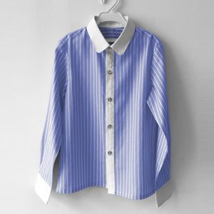 Chemises pour enfants Enfants garçons automne été bleu blanc chemises rayé longues blouses uniforme scolaire enfants Gentleman hauts vêtements d'extérieur pour 6 8 10 12 14 16 ans 230321