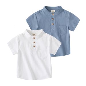 Kinderen shirts mandarijn jongens zomer t -shirts mode peuter tees baby shirts katoen kinderen kinderkleding 230417