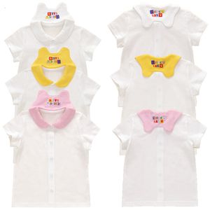 Enfants Chemises Miki Vêtements Pour Enfants Été Dessin Animé Ours Lapin Lettre Brodé Marine Col Manches Courtes Sous-Vêtements Chemise 230711