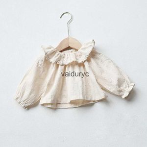 Kinderoverhemden Milancel Babykleding Peter Pan Collar Girls Blouse Basishirt met lange mouwen Hirt Tops H240508