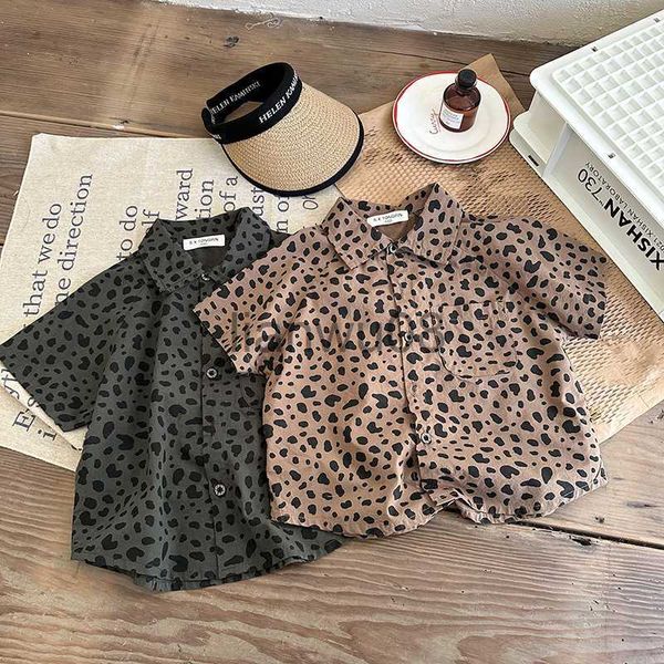 Camisas para niños MILANCEL Nueva blusa de verano para niños Camisa de manga corta con estampado de leopardo para niños Tops para niñas x0728